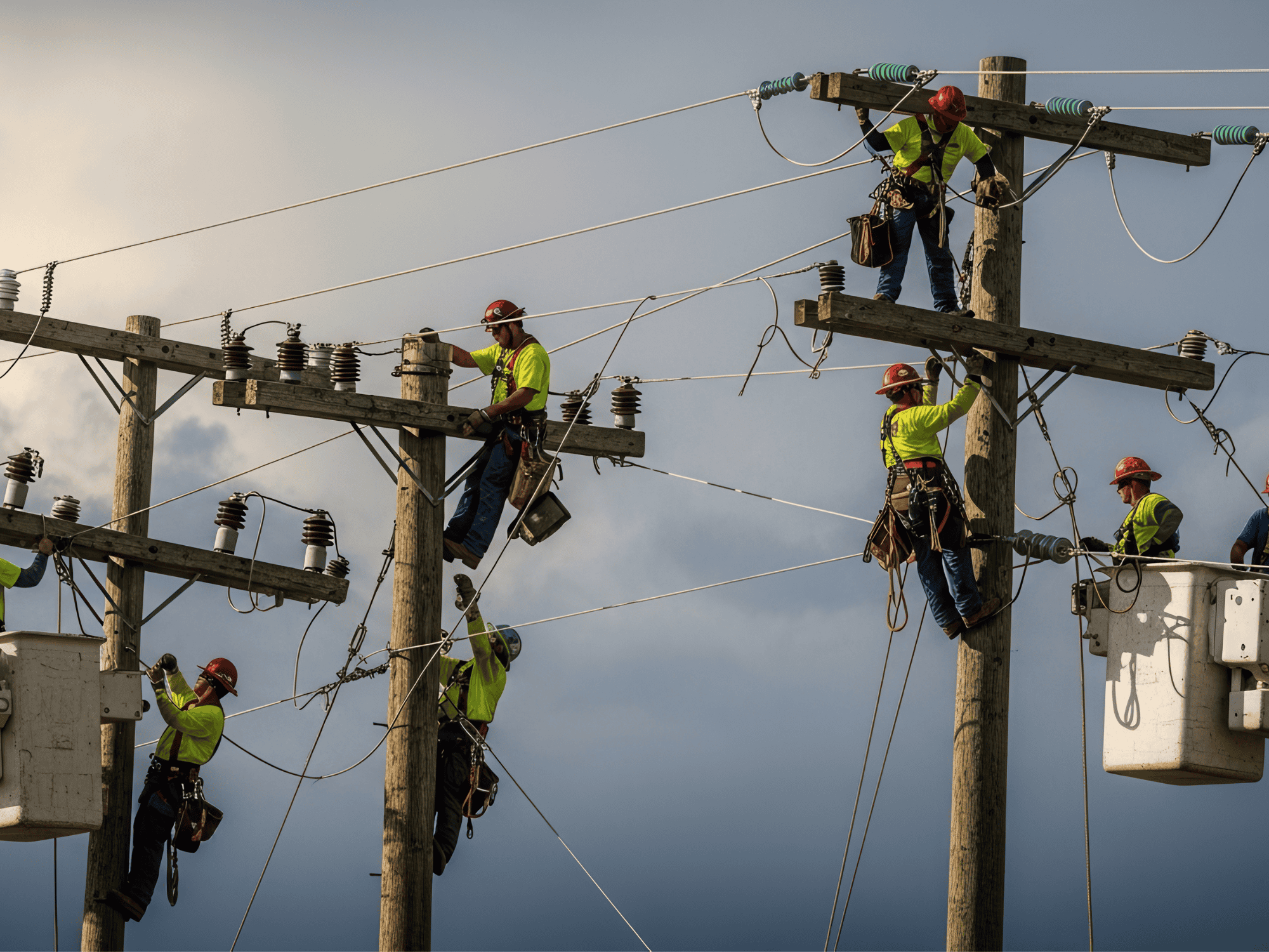 Utility Pole Workers